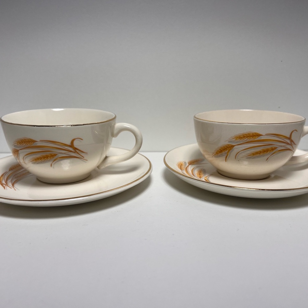 3/$25 Sale! Vintage Home Laughlin Golden Wheat Pattern Teacup and Saucer Set